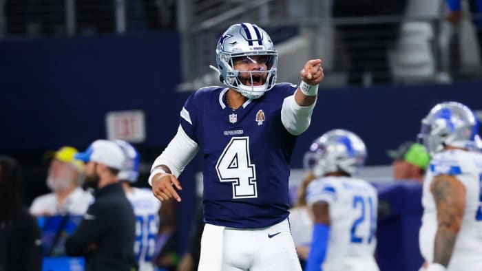 Dallas Cowboys' quarterback Dak Prescott plays against the Detroit Lions.